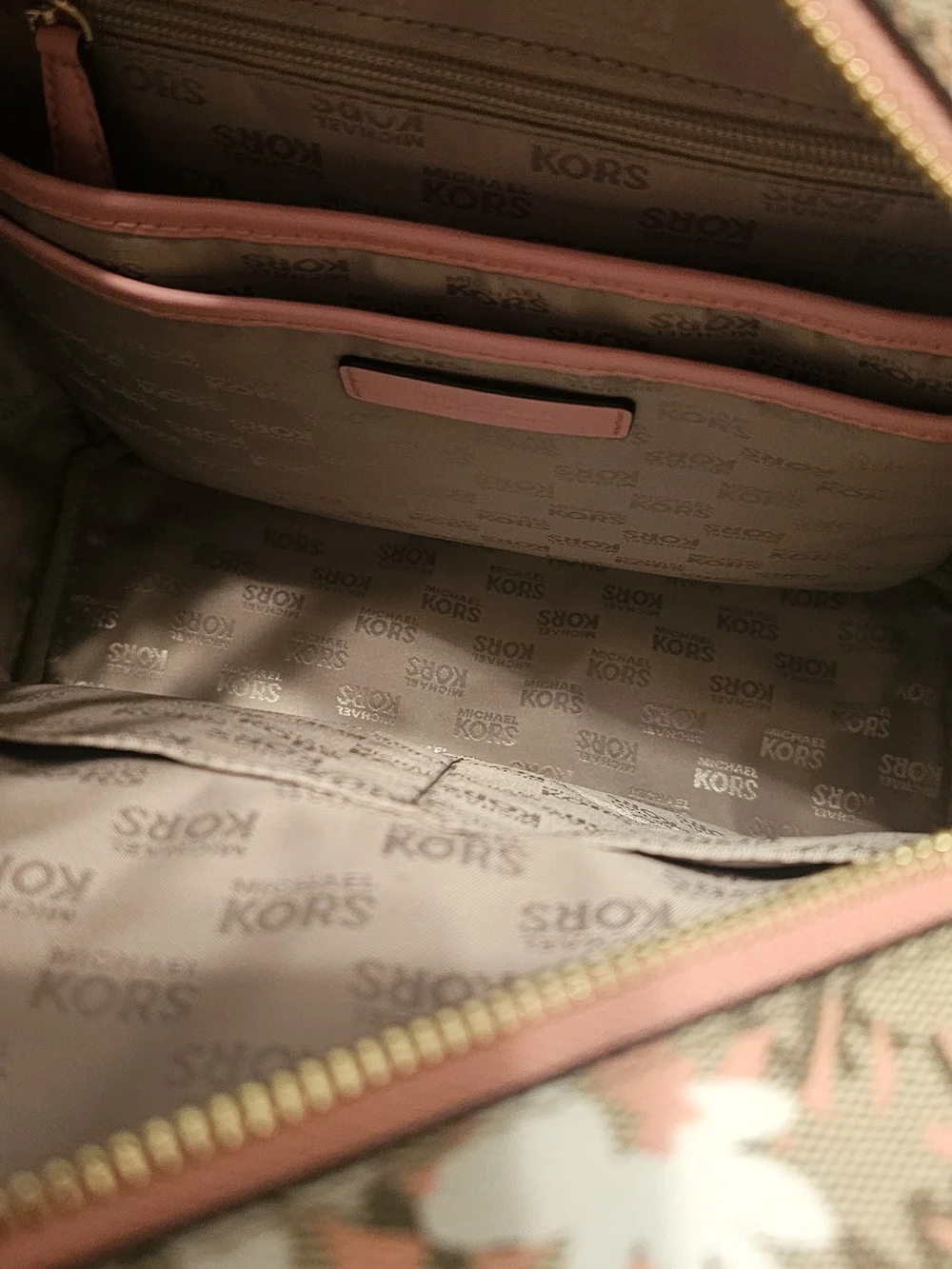 Michael Kors Pink Trim Floral Logo Mini Backpack